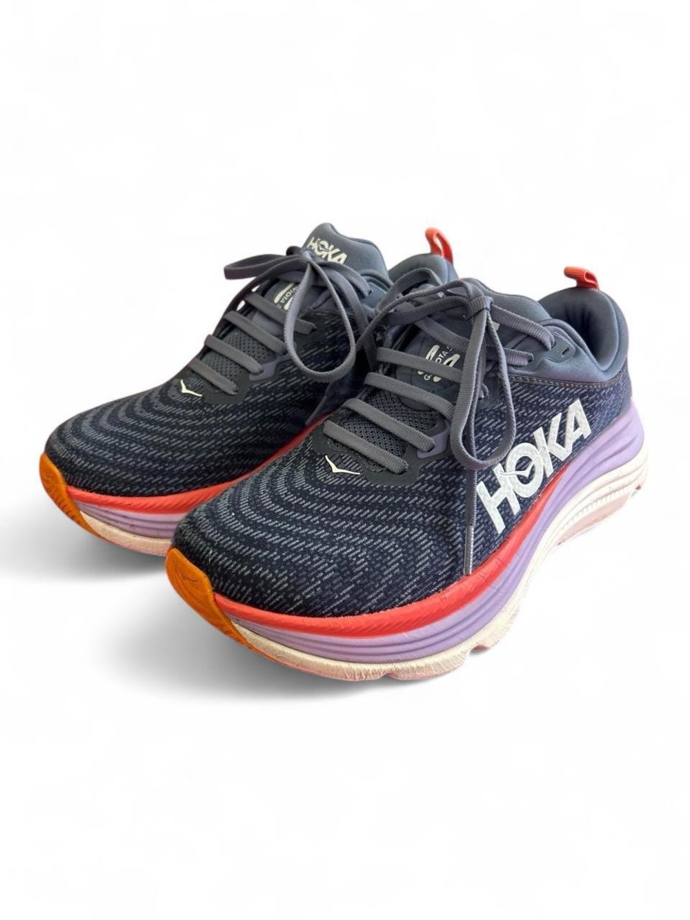 Navy Hoka Gaviota 5 Wide Womenโs 7.5 D Currex RunPro Dynamic Insole High Profile